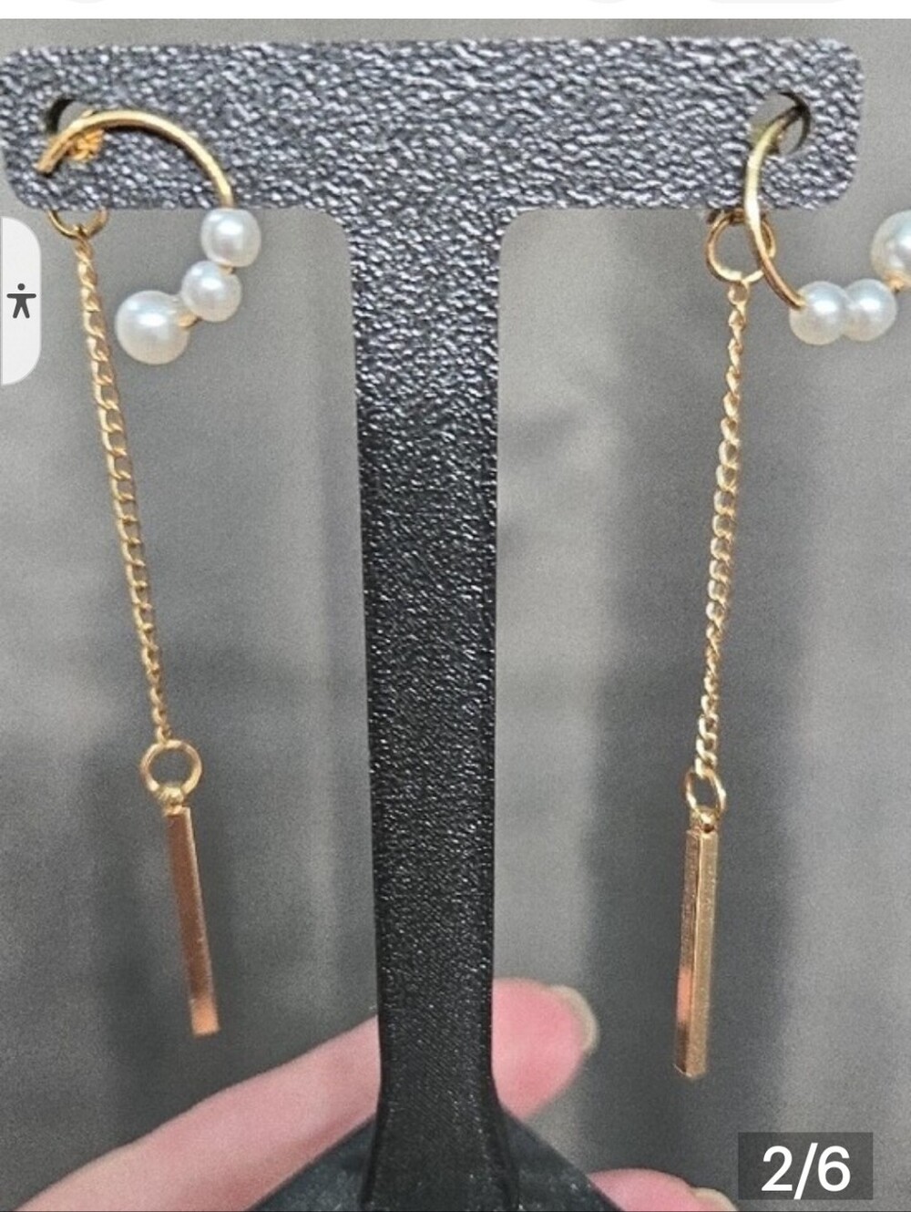 Gold Threader Earrings with White Pearl Accents
